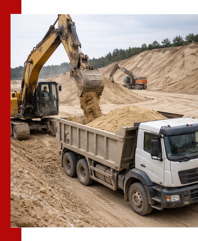 Доставка карьерного песка с самосвалами и разгрузкой в Пыти-Яхах