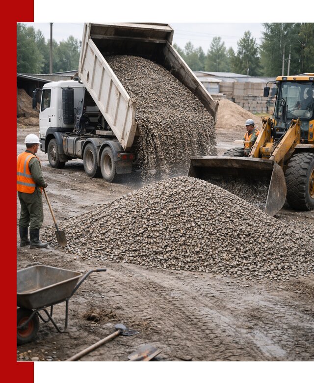 Мытый гравий с доставкой в Пыти-Яхах от карьера до участка