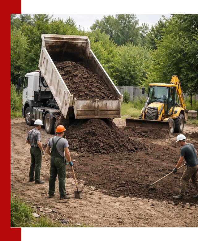 Доставка и укладка грунта для выравнивания участка в Пыти-Яхах