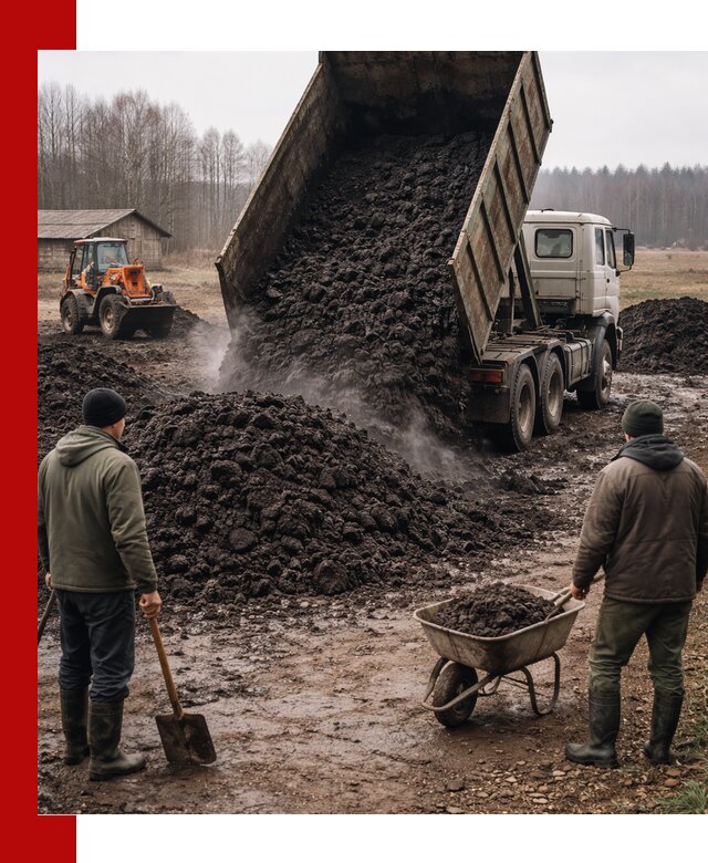 Доставка низинного торфа с разгрузкой и доставкой в Пыти-Яхах