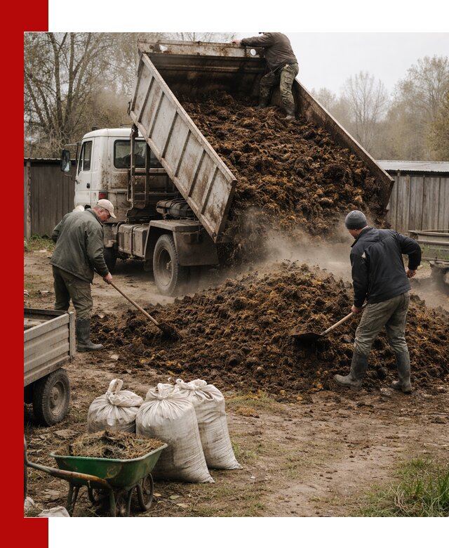 Доставка коровьего навоза самосвалом в Пыти-Яхах