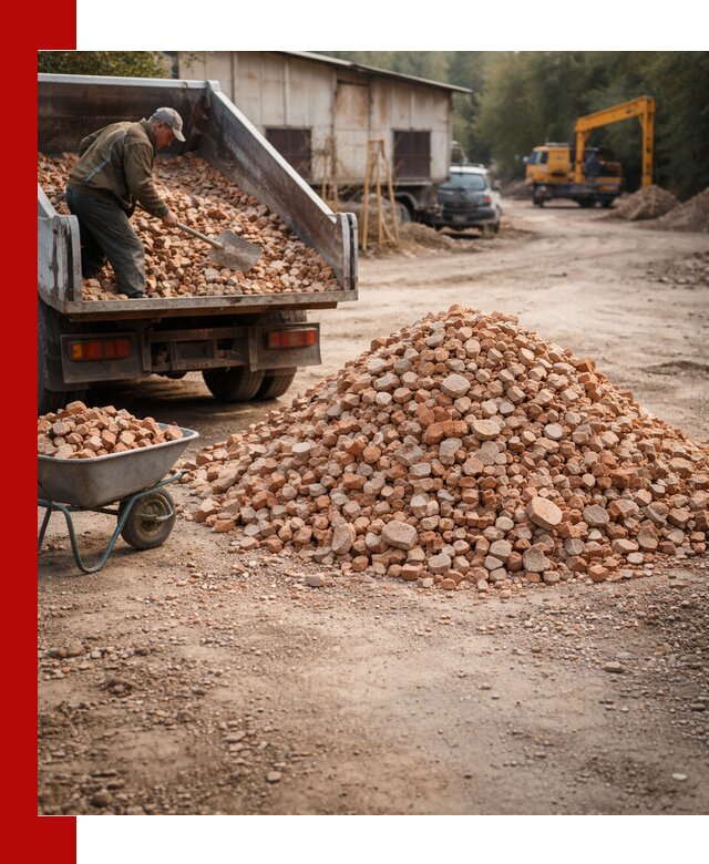 Доставка и подушка из боя кирпича с разгрузкой в Пыти-Яхах