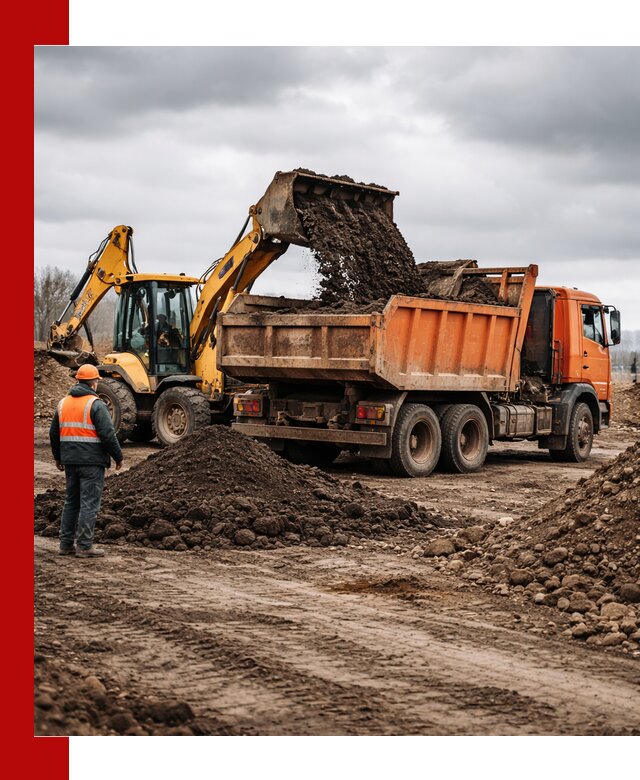 Вывоз грунта и строительного мусора в Пыти-Яхах грузовыми самосвалами