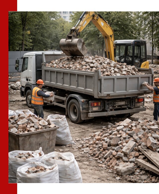 Вывоз строительного мусора в Пыти-Яхах с самосвалами и контейнерами