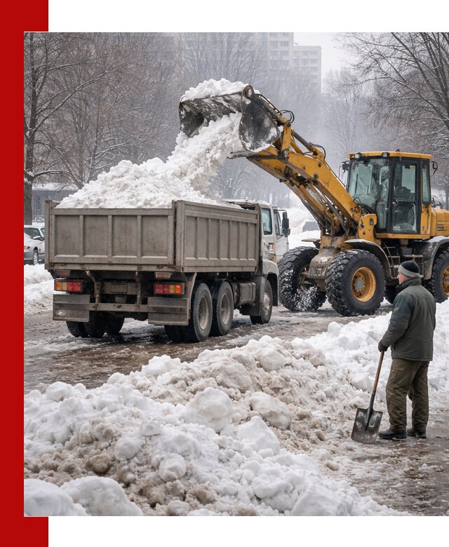 Вывоз снега грузовой техникой в Пыти-Яхах оперативно и чисто