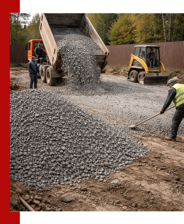 Отсыпка участка щебнем с доставкой и уплотнением в Пыти-Яхах